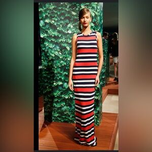 Banana Republic Multi Striped Patio Maxi Dress.